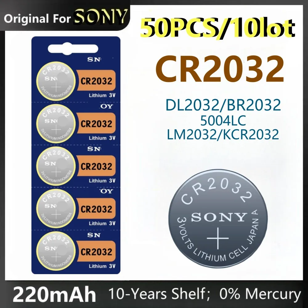 50pcs Originalus SONY CR2032 CR2025 CR2016 Baterija DL2025 BR2025 Automobilį Nuotolinio Valdymo Žiūrėti Plokštė Masto Mygtuką Monetos Ląstelių