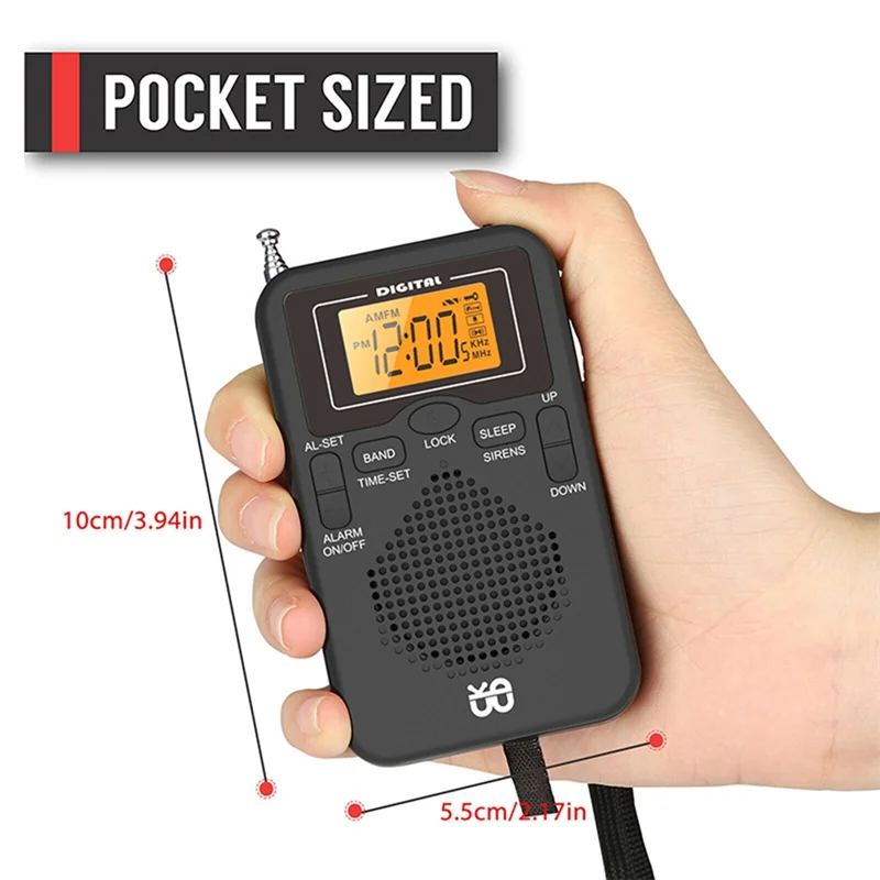 Nešiojamas Radijas Mini AM FM Oras Radijo Kišenėje Radijas, LCD Ekranas, Skaitmeninis Laikrodis, Radijo Grotuvas