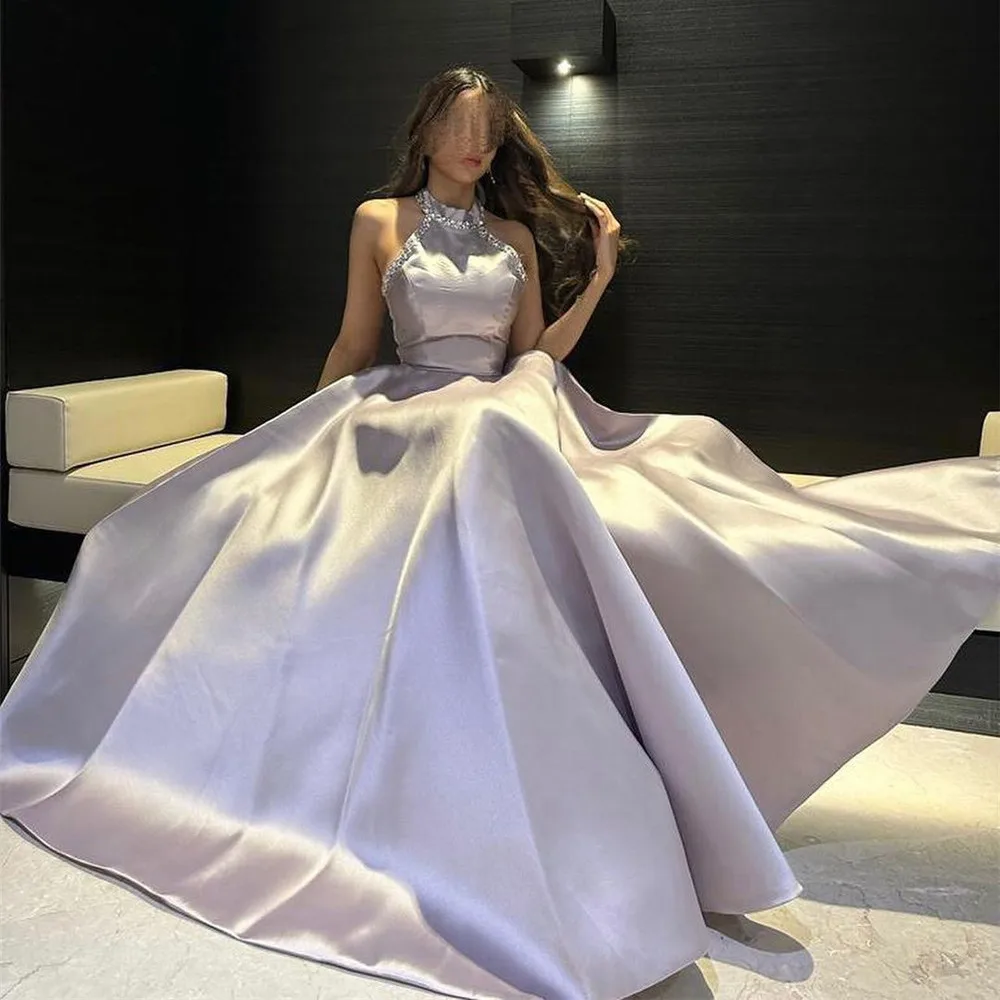 Sevintage Levandų Saudo Arabų Satino Vakaro Suknelės Apynasrio Grindų Ilgis Oficialus Moterų Prom Chalatai Ypatinga Proga Suknelės 2023
