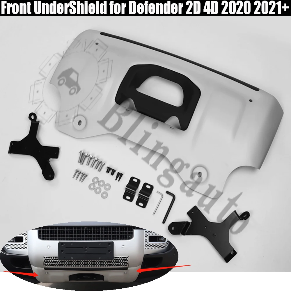Tinka -Land Rover Defender 2020 2021 2D 4D Priekiniai UnderShield aliuminio, sidabro