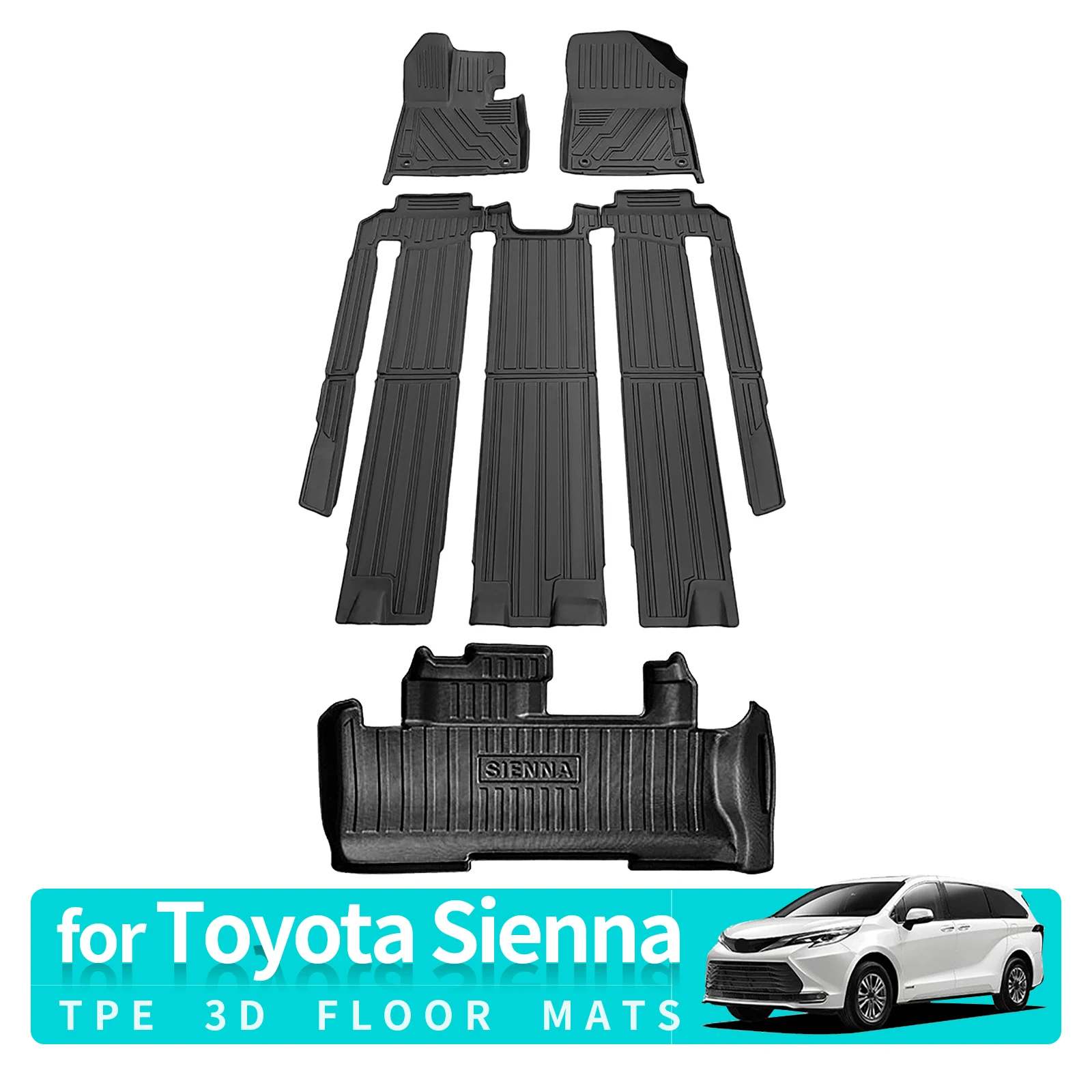Toyota Sienna 2021 M. - 2023 Auto Automobilių Kilimėliai Kamieno Mygtukai Visi Oras TPE 3D Pagalvėlę, Priedai (Kairėje Vairuotojo)