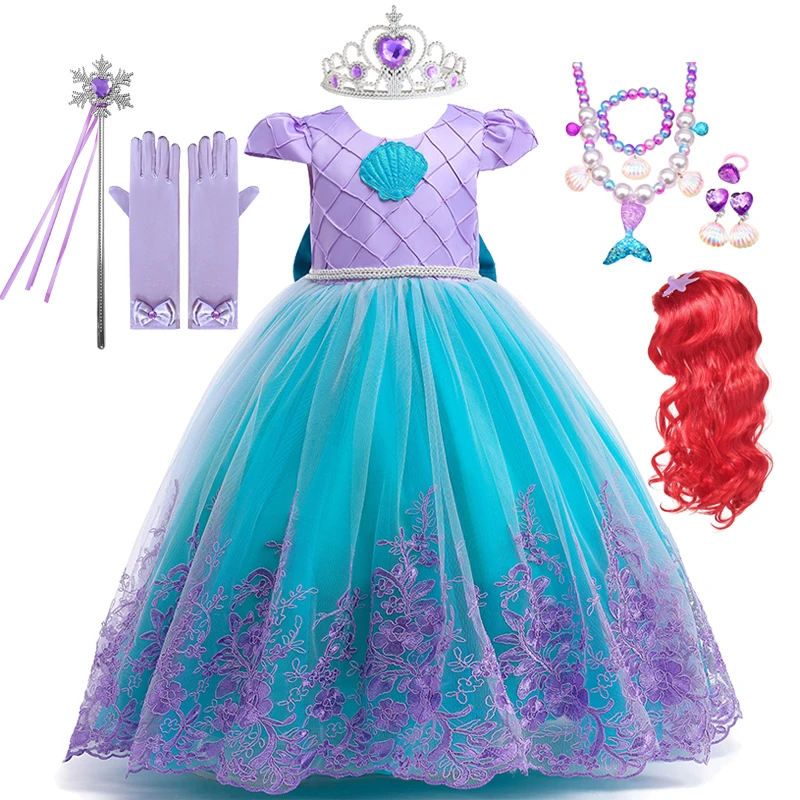 Undinėlės Kostiumas Mergaitėms, 2-10Y Ariel Gimtadienio Princesė Dress Vestidos Halloween Carnival Šalis Suknelė Kids 